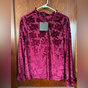 Marc New York Andrew Marc Floral Blouse NWT in Beet Root Size Medium